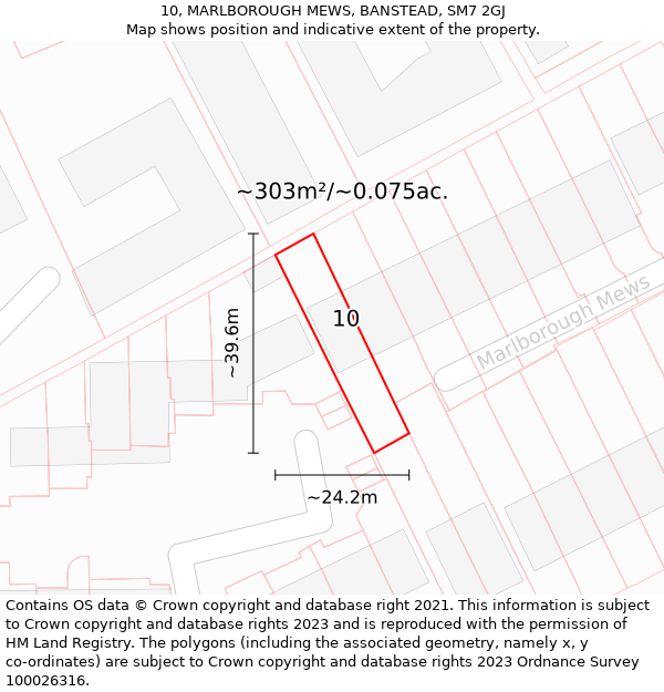 10, MARLBOROUGH MEWS, BANSTEAD, SM7 2GJ: Plot and title map