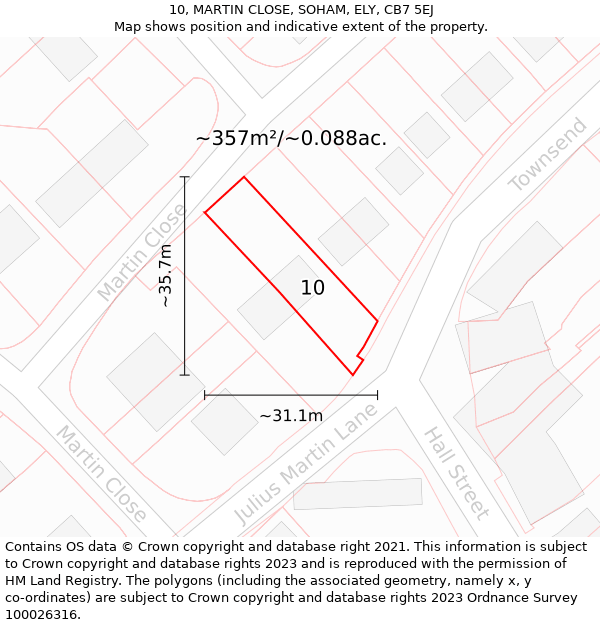 10, MARTIN CLOSE, SOHAM, ELY, CB7 5EJ: Plot and title map