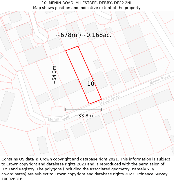 10, MENIN ROAD, ALLESTREE, DERBY, DE22 2NL: Plot and title map