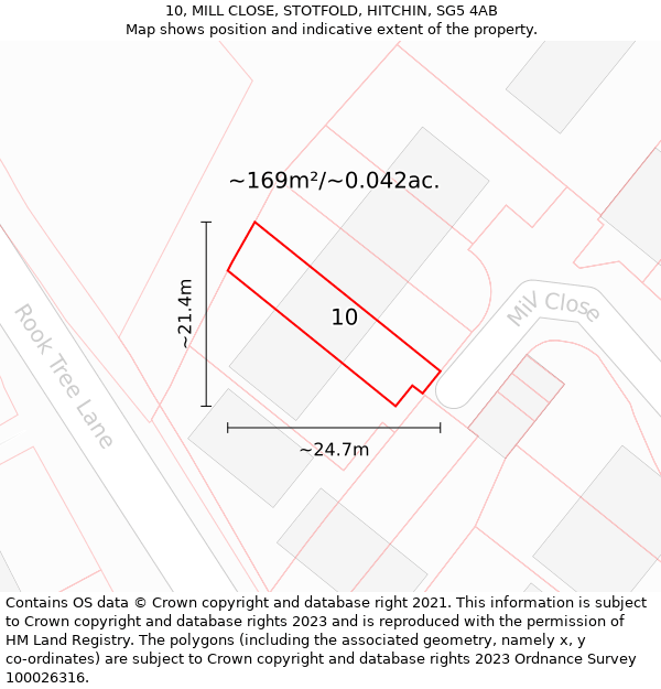 10, MILL CLOSE, STOTFOLD, HITCHIN, SG5 4AB: Plot and title map