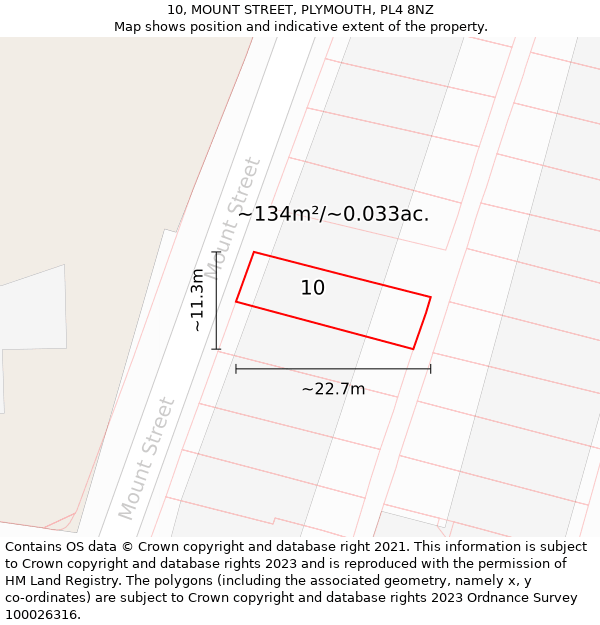 10, MOUNT STREET, PLYMOUTH, PL4 8NZ: Plot and title map