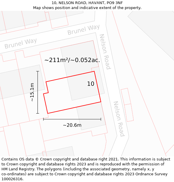 10, NELSON ROAD, HAVANT, PO9 3NF: Plot and title map
