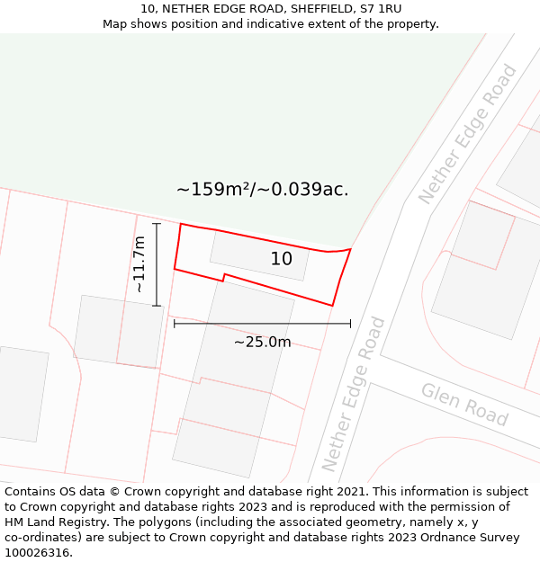 10, NETHER EDGE ROAD, SHEFFIELD, S7 1RU: Plot and title map