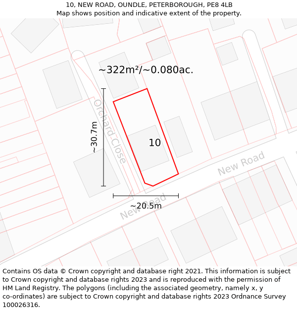 10, NEW ROAD, OUNDLE, PETERBOROUGH, PE8 4LB: Plot and title map