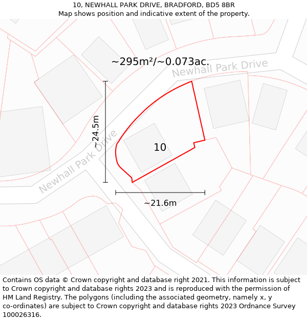 10, NEWHALL PARK DRIVE, BRADFORD, BD5 8BR: Plot and title map