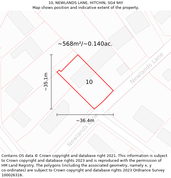 10, NEWLANDS LANE, HITCHIN, SG4 9AY: Plot and title map