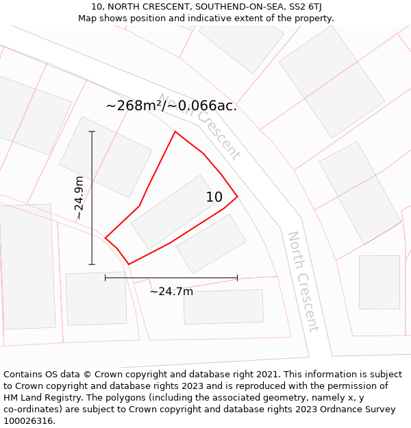 10, NORTH CRESCENT, SOUTHEND-ON-SEA, SS2 6TJ: Plot and title map