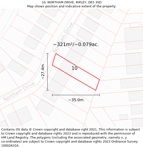 10, NORTHAM DRIVE, RIPLEY, DE5 3SD: Plot and title map