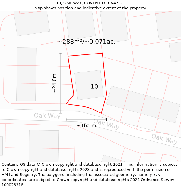 10, OAK WAY, COVENTRY, CV4 9UH: Plot and title map