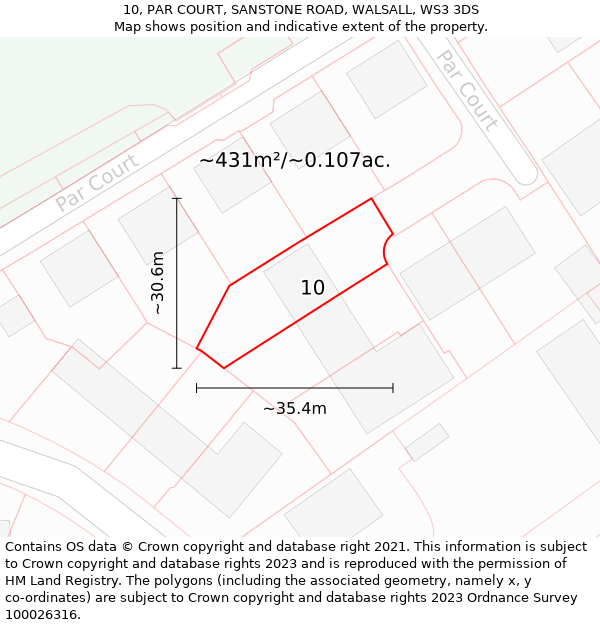 10, PAR COURT, SANSTONE ROAD, WALSALL, WS3 3DS: Plot and title map