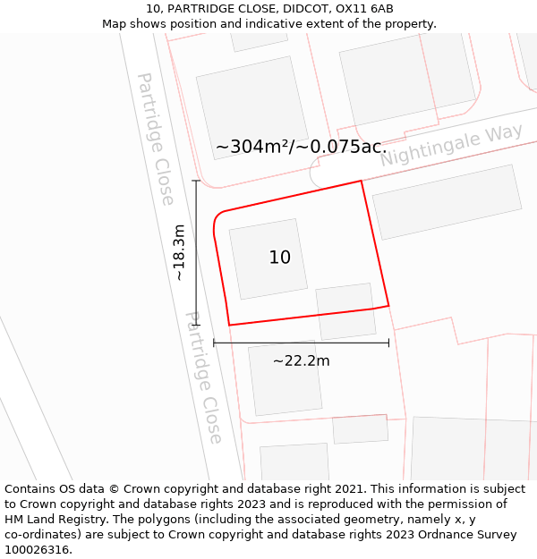 10, PARTRIDGE CLOSE, DIDCOT, OX11 6AB: Plot and title map