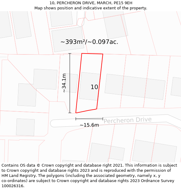 10, PERCHERON DRIVE, MARCH, PE15 9EH: Plot and title map