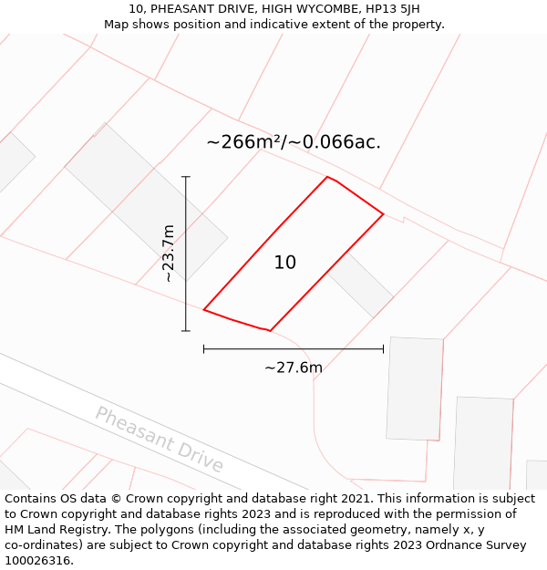 10, PHEASANT DRIVE, HIGH WYCOMBE, HP13 5JH: Plot and title map