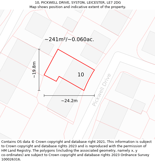 10, PICKWELL DRIVE, SYSTON, LEICESTER, LE7 2DG: Plot and title map