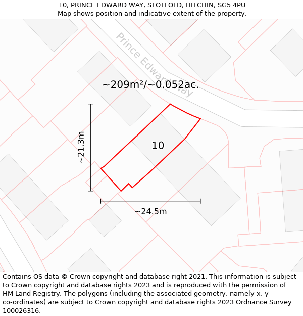 10, PRINCE EDWARD WAY, STOTFOLD, HITCHIN, SG5 4PU: Plot and title map