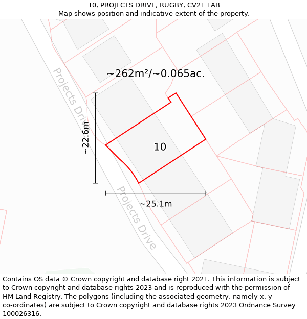 10, PROJECTS DRIVE, RUGBY, CV21 1AB: Plot and title map