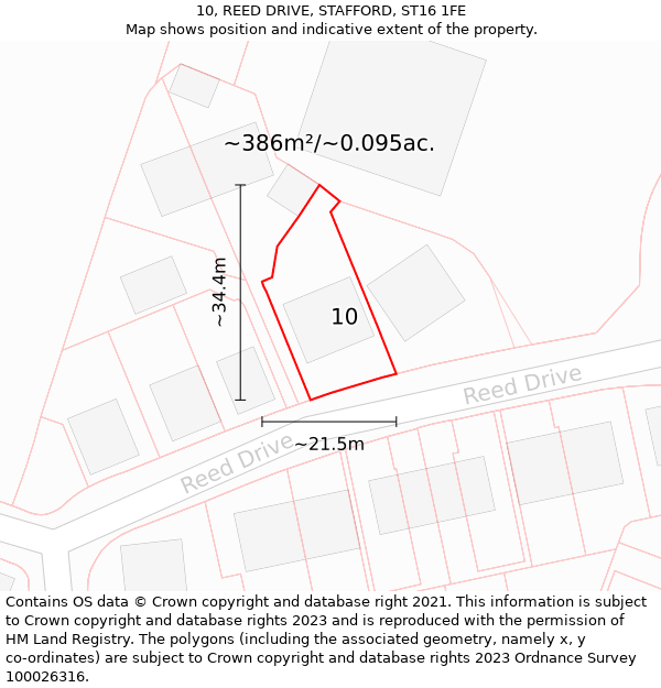 10, REED DRIVE, STAFFORD, ST16 1FE: Plot and title map