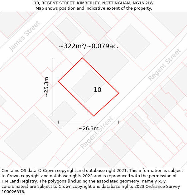 10, REGENT STREET, KIMBERLEY, NOTTINGHAM, NG16 2LW: Plot and title map