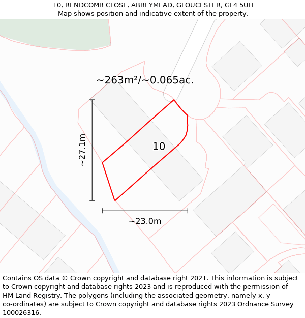 10, RENDCOMB CLOSE, ABBEYMEAD, GLOUCESTER, GL4 5UH: Plot and title map