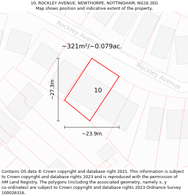 10, ROCKLEY AVENUE, NEWTHORPE, NOTTINGHAM, NG16 2EG: Plot and title map