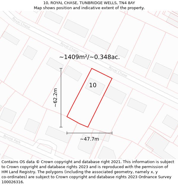 10, ROYAL CHASE, TUNBRIDGE WELLS, TN4 8AY: Plot and title map