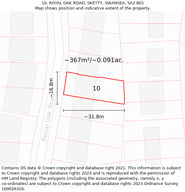 10, ROYAL OAK ROAD, SKETTY, SWANSEA, SA2 8ES: Plot and title map