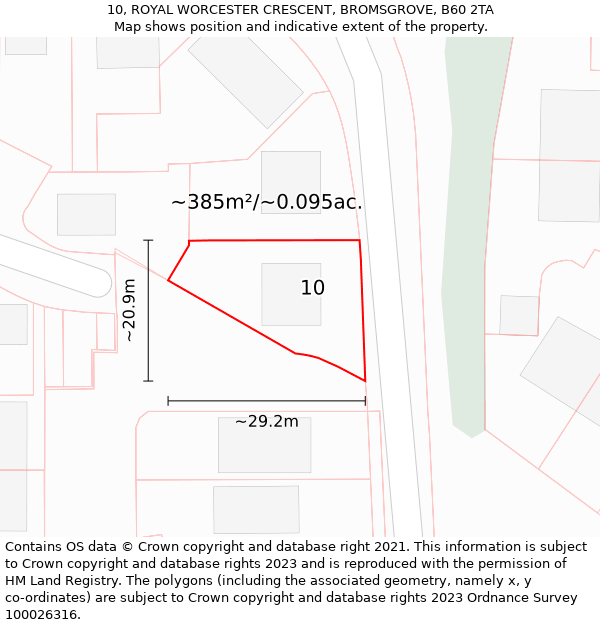 10, ROYAL WORCESTER CRESCENT, BROMSGROVE, B60 2TA: Plot and title map