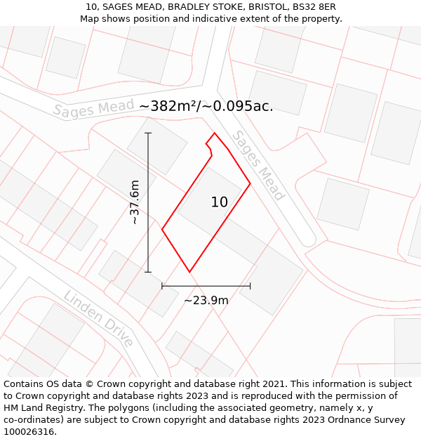 10, SAGES MEAD, BRADLEY STOKE, BRISTOL, BS32 8ER: Plot and title map