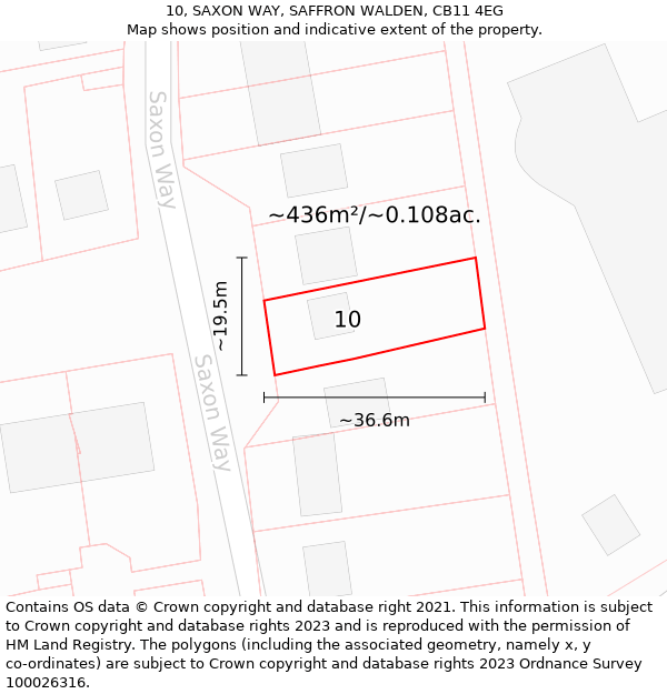 10, SAXON WAY, SAFFRON WALDEN, CB11 4EG: Plot and title map