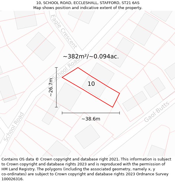 10, SCHOOL ROAD, ECCLESHALL, STAFFORD, ST21 6AS: Plot and title map