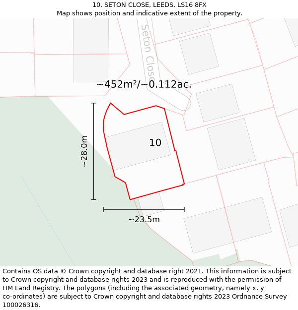 10, SETON CLOSE, LEEDS, LS16 8FX: Plot and title map