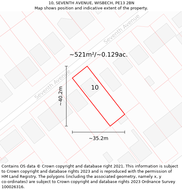 10, SEVENTH AVENUE, WISBECH, PE13 2BN: Plot and title map