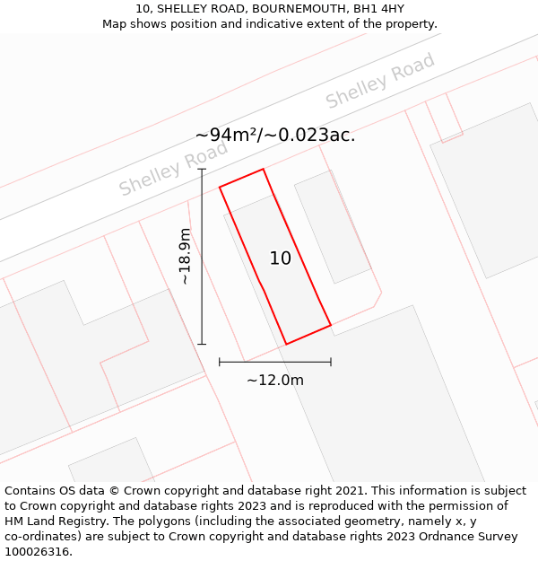 10, SHELLEY ROAD, BOURNEMOUTH, BH1 4HY: Plot and title map