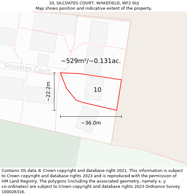 10, SILCOATES COURT, WAKEFIELD, WF2 0UJ: Plot and title map