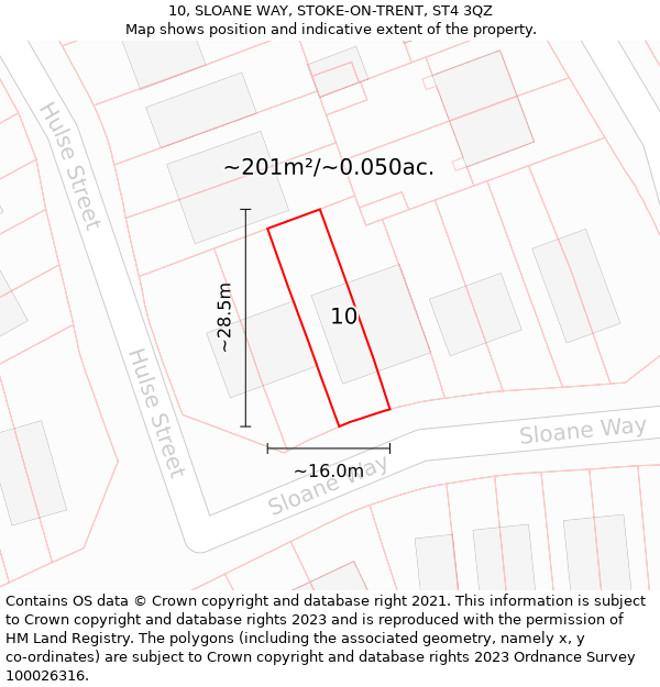 10, SLOANE WAY, STOKE-ON-TRENT, ST4 3QZ: Plot and title map