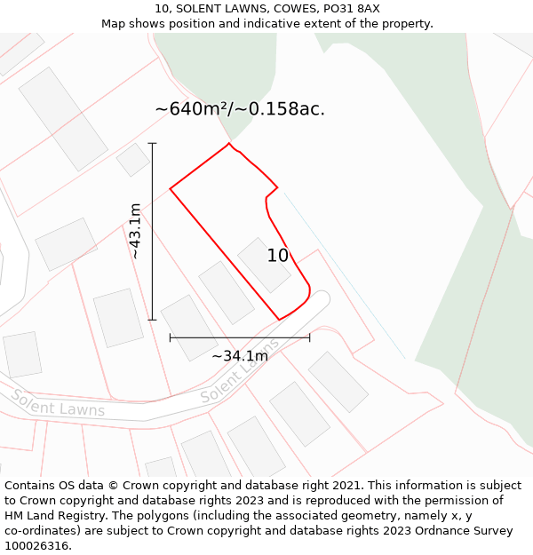 10, SOLENT LAWNS, COWES, PO31 8AX: Plot and title map