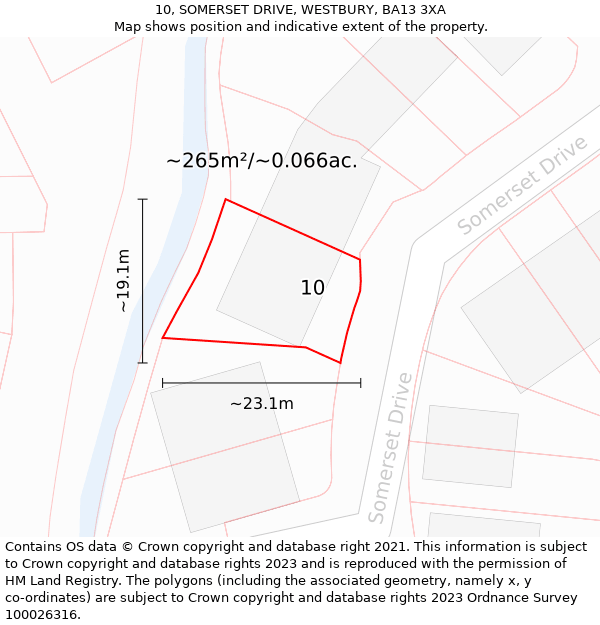 10, SOMERSET DRIVE, WESTBURY, BA13 3XA: Plot and title map