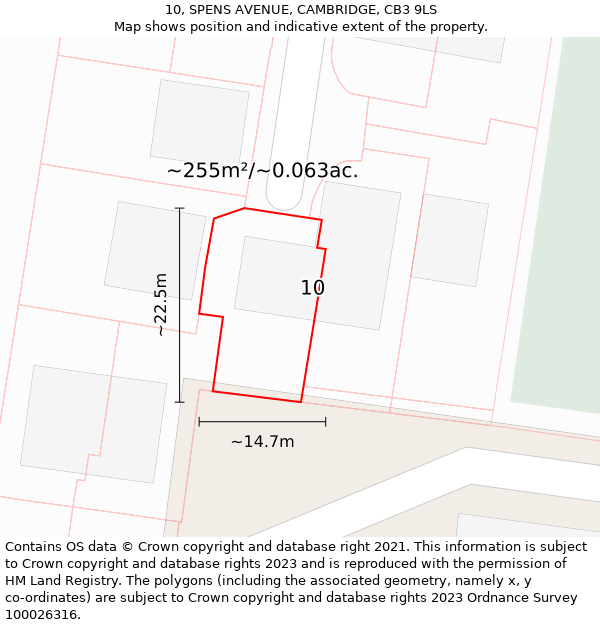 10, SPENS AVENUE, CAMBRIDGE, CB3 9LS: Plot and title map