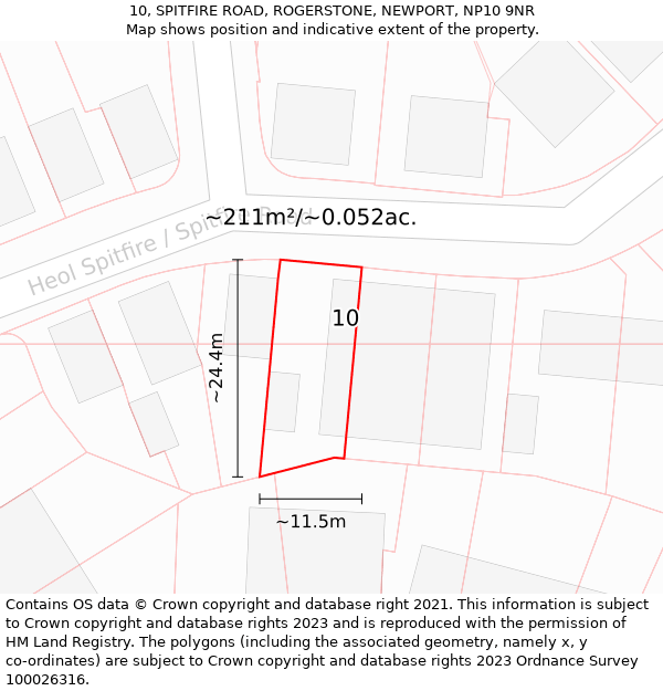 10, SPITFIRE ROAD, ROGERSTONE, NEWPORT, NP10 9NR: Plot and title map