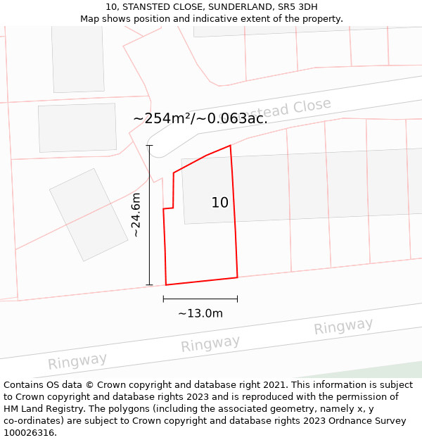 10, STANSTED CLOSE, SUNDERLAND, SR5 3DH: Plot and title map