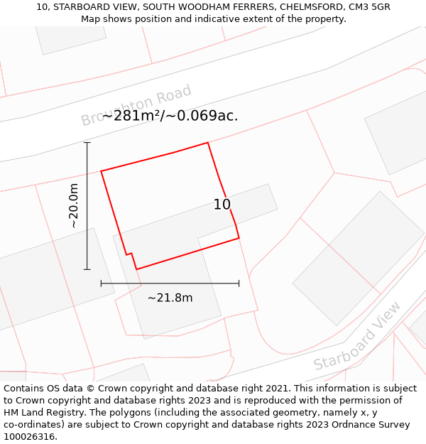 10, STARBOARD VIEW, SOUTH WOODHAM FERRERS, CHELMSFORD, CM3 5GR: Plot and title map