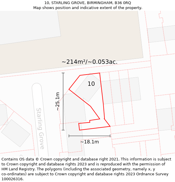 10, STARLING GROVE, BIRMINGHAM, B36 0RQ: Plot and title map