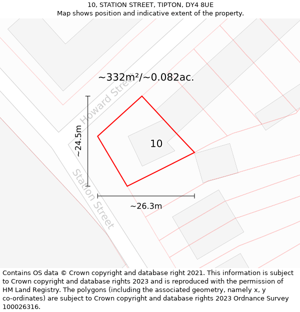 10, STATION STREET, TIPTON, DY4 8UE: Plot and title map