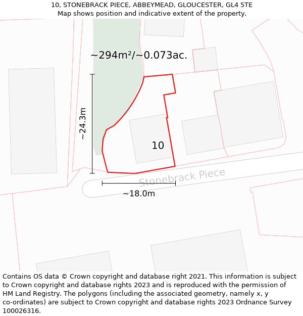 10, STONEBRACK PIECE, ABBEYMEAD, GLOUCESTER, GL4 5TE: Plot and title map