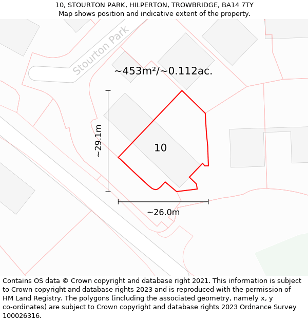 10, STOURTON PARK, HILPERTON, TROWBRIDGE, BA14 7TY: Plot and title map