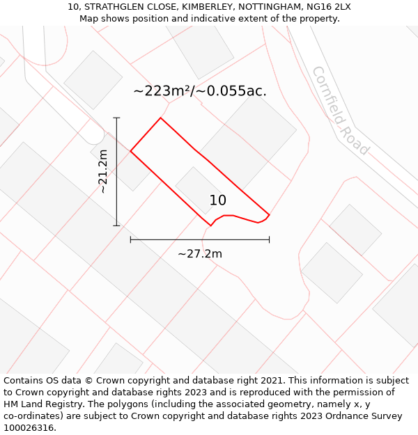 10, STRATHGLEN CLOSE, KIMBERLEY, NOTTINGHAM, NG16 2LX: Plot and title map