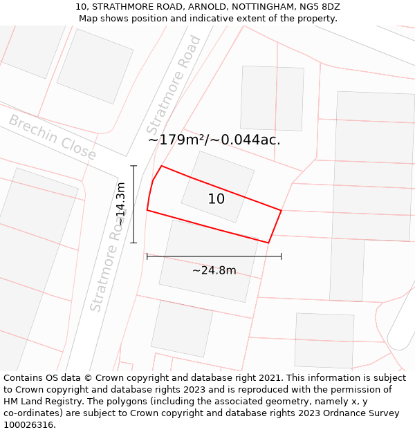10, STRATHMORE ROAD, ARNOLD, NOTTINGHAM, NG5 8DZ: Plot and title map