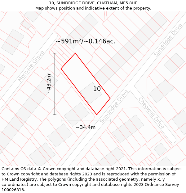 10, SUNDRIDGE DRIVE, CHATHAM, ME5 8HE: Plot and title map