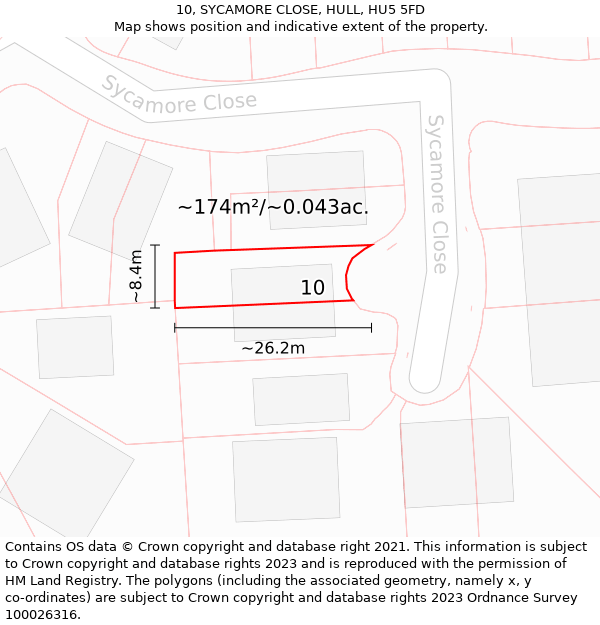 10, SYCAMORE CLOSE, HULL, HU5 5FD: Plot and title map