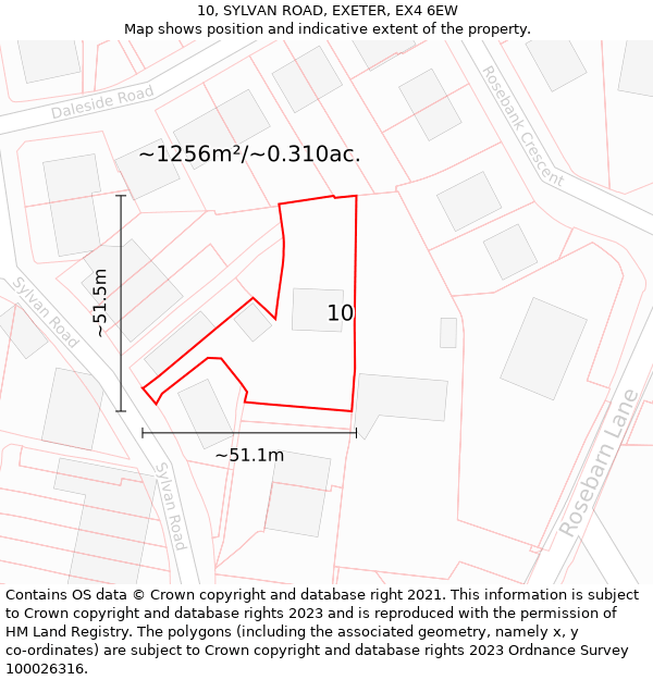 10, SYLVAN ROAD, EXETER, EX4 6EW: Plot and title map